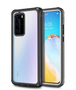 Iskunkestävä kuori näytönsuojalla - Huawei P40 Pro musta / harmaa