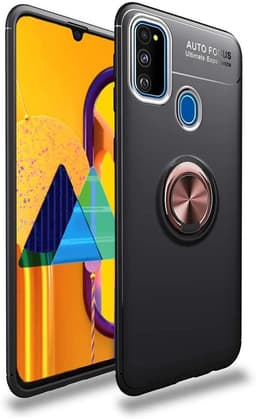 INF Samsung Galaxy M30S -suojakuori rengaspidikkeellä Metalli / TPU Musta / Rosé