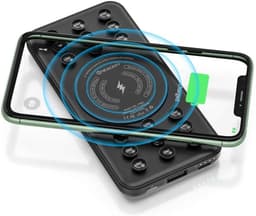 Powerbank 10.000 mAh med sugepropper, Qi-kompatibel