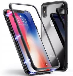 iPhone XS Max magneettikuori, karkaistu lasi ja näytönsuoja - musta