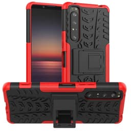 Iskunkestävä Suojakuori kotelo jalustalla Sony Xperia 1 II  - punain
