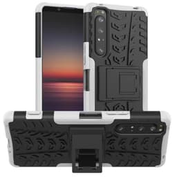 Iskunkestävä Suojakuori kotelo jalustalla Sony Xperia 1 II  - valkoi