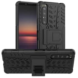 Iskunkestävä Suojakuori kotelo jalustalla Sony Xperia 1 II  - musta