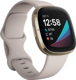 Fitbit Sense smartklokke (lunar white/soft gold rustfritt stål)
