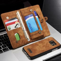 CASEME Samsung Galaxy S7 Retro läder plånboksfodral - Brun