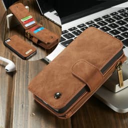 CASEME iPhone SE 5/5s Retro läder plånboksfodral - Brun