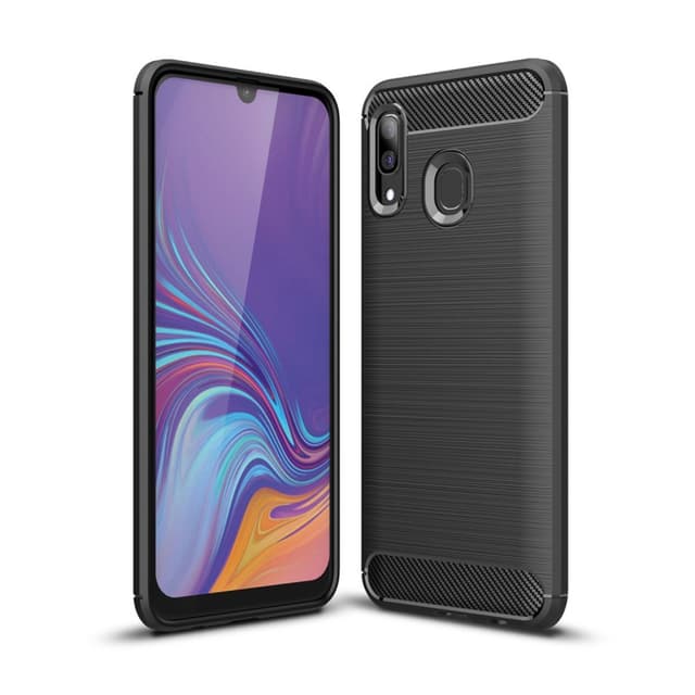 Samsung Galaxy A10 Karbon fiber Texture Skal - Svart