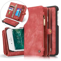 CASEME iPhone 7 Plus / 8 Plus Retro Split läder plånboksfodral - Röd