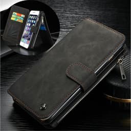 CASEME iPhone 6 / 6s Plus Retro läder plånboksfodral - Svart