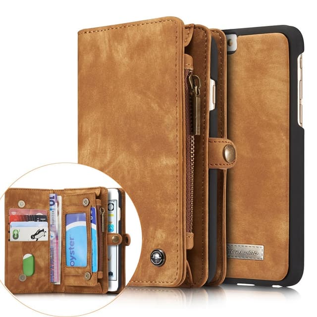CASEME iPhone 6s 6 Retro Split läder plånboksfodral - Brun