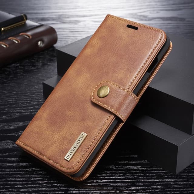 DG.MING Samsung Galaxy S10+ Split Läder Plånboksfodral - Brun