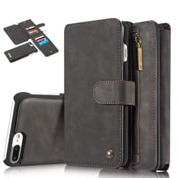 CASEME iPhone 7 Plus Retro läder plånboksfodral - Svart