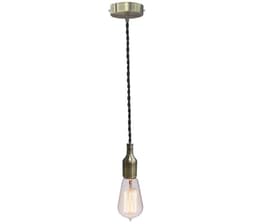 Lampeholder Blank Bronze med vridd svart lampeledning