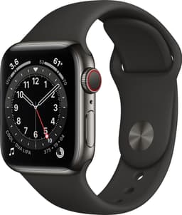 Apple Watch Series 6 40mm GPS+Cellular (gph stål/svart sportarmband)