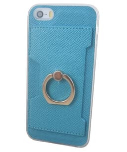 Selfieskal i mjukplast med kortfack till iPhone 5/5S/SE (Ljusblå)