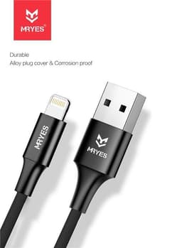 Mr Yes Tygbeklädd Lightningkabel - Extra tålig (Svart)