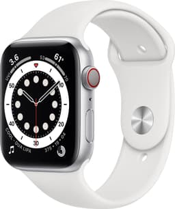 Apple Watch Series 6 44mm GPS+4G LTE (sølv alu/hvit sportsreim)