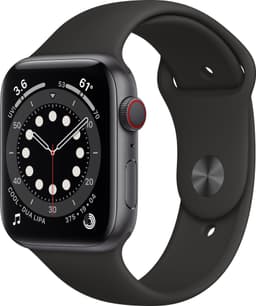 Apple Watch Series 6 44mm GPS+4G LTE (stellargrå alu/sort sportsreim)