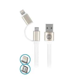 Forever micro USB kabel 2in1 med iPhone 8-PIN kontakt Vit