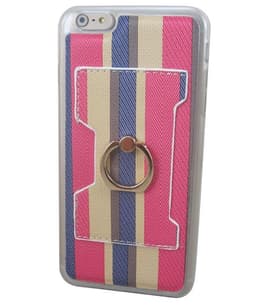 Selfieskal i mjukplast med kortfack till iPhone 6 Plus/6S Plus (Rosa stripe)