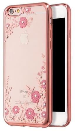 TPU skal iPhone 7 Plus/ iPhone 8 Plus, Blommor och strasspärlor, Rosa