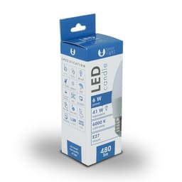LED-lampa E27 C37 6W 6000K Kallvit