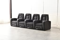 DreamScreen CineSeat ProMotor v4 Motorisert Recliner 4-seter TextileShield Mikrofiber Sort