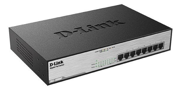 D-LINK PoE network switch, 8-ports, 10/100/1000Mbps, metal, gray