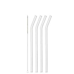 Sugrör Glas 23cm 4-pack kink + Borste