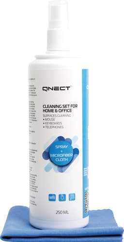 Qnect Cleaning puhdistussuihke ja puhdistusliina toimistoon (250 ml)