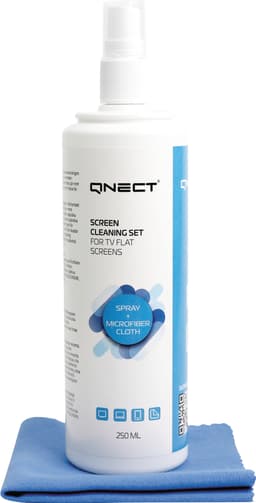 Qnect Cleaning puhdistussuihke ja puhdistusliina näytölle (250 ml)