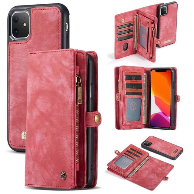 CaseMe Lompakkokotelo 11-kortti Apple iPhone 12 (6.1")  - punainen