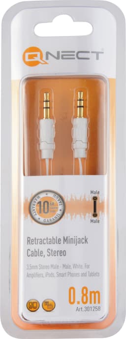 Qnect lydkabel 3,5 mm jack - 3,5 mm jack (0,8 m)