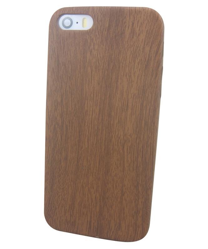 Tunt skal i trä till iPhone 5/5S/SE (Mörk)