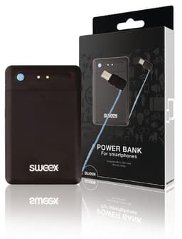 Kannettava Varavirtalähde Lithium-Polymer 2500 mAh Micro USB Musta