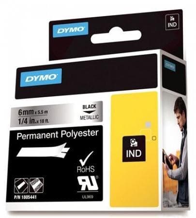 DYMO Rhino Professional, mærkbar permanent polyestertape, 6mm, sort t