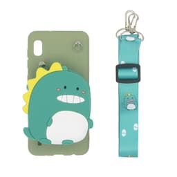 3D-kannettava suoja Samsung Galaxy A10, sisäänrakennettu lompakko - Dinosaurus, vihreä