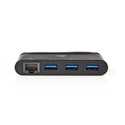 Computer Hub | USB Type-C | 3 x USB 3.0/Gigabit Ethernet | Sort