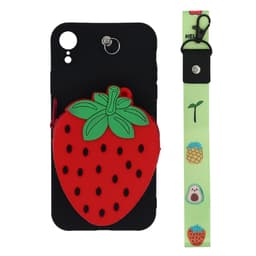 iPhone XR-deksel / lommebok-etui Jordbær / svart / rød