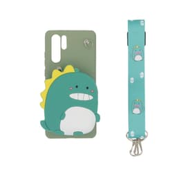 3D mobildæksel Huawei P30 Pro, indbygget tegnebog - Dinosaur, grøn