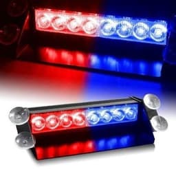 LED Blixtljus för vindrutan, 12V, Röd/Blå (DRL153)