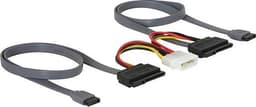 DeLOCK SATA-kabel til at tilslutte 2 SATA-harddiske til et Molex 4-pin
