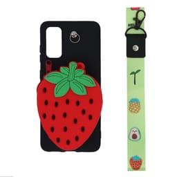 Samsung Galaxy S20 suojus / lompakkokotelo Strawberry / punainen / musta