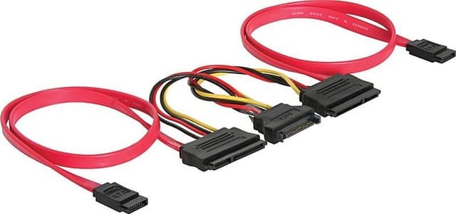 SATA-kaapeli 2x SATA-levy > SATA-virtaliitokseen & 2x emolevyyn, 50cm