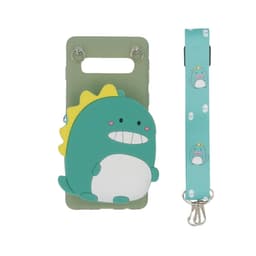 3D-kannettava suoja Samsung Galaxy S10, sisäänrakennettu lompakko - Dinosaurus, vihreä