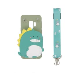 3D-kannettava sisäänrakennettu lompakko Samsung Galaxy S9: lle - Dinosaurus, vihreä