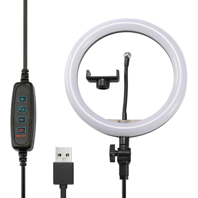 INF Selfiering med dimbara LED-lampor - Svart