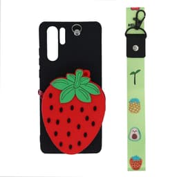 Huawei P30 Pro kuori / lompakkokotelo Mansikka / musta / punainen