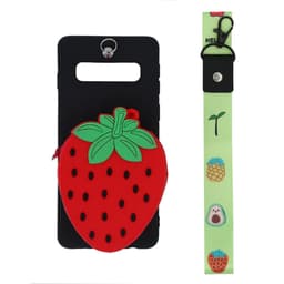 INF Samsung Galaxy S10 cover / pung etui Jordbær / sort / rød