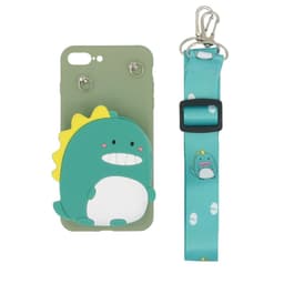 3D mobil deksel med innebygd lommebok for iPhone 7 pluss / 8 pluss - Dinosaur, grønn